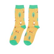Miss Sparrow Socks Bamboo Fox in the Woods yellow