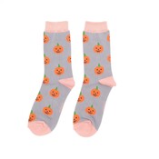 Miss Sparrow Socks Bamboo Halloween Pumpkins grey