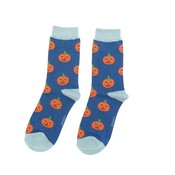 Miss Sparrow Socks Bamboo Halloween Pumpkins navy