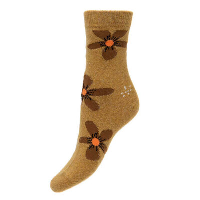 Joya Socken Wollmix Large Flowers mustard