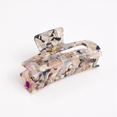 Red Cuckoo Hair Claw Clip Rectangle Marbeled grey