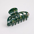 Red Cuckoo Hair Claw Clip Marbeled dark green