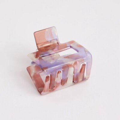 Red Cuckoo Hair Claw Clip Square Marbeled purple