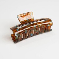 Red Cuckoo Hair Claw Clip Rectangular Marbeled brown/turquoise