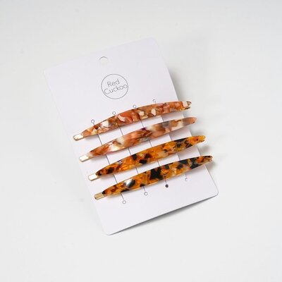 Red Cuckoo Hair Clips honey & mustard Set of 4