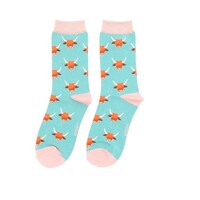 Miss Sparrow Socks Bamboo Highland Cows duck egg