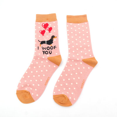 Miss Sparrow Socken Bamboo I Woof You dusky pink