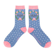 Miss Sparrow Socks Bamboo Mum Floral Wreath blue