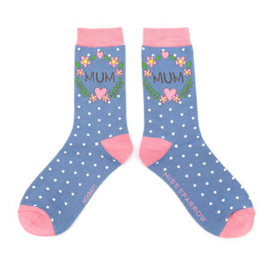 Miss Sparrow Socken Bamboo Mum Floral Wreath blue