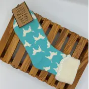 Jess & Lou Socks Woolmix extra thick Delightful Dogs teal