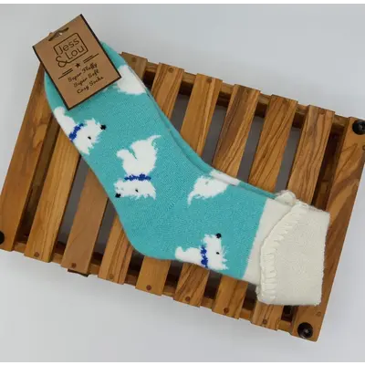 Jess & Lou Socks Woolmix extra thick Walking Westie teal