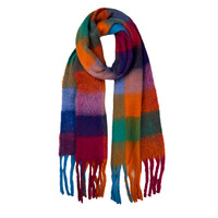 Pure & Cozy Schal Wool Mix Soft Checked with Tassel festive