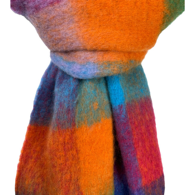 Schal Wool Mix Soft Checked with Tassel festive