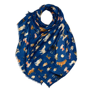 M&K Collection Scarf Dogs navy