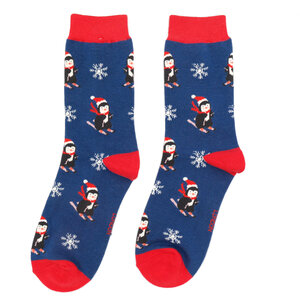 Miss Sparrow Socken Bamboo Skiing Penguins navy