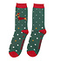Miss Sparrow Männer-Socken Bamboo Festive Sausage Dogs dark green