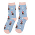 Miss Sparrow Socks Bamboo Skiing Penguins powder blue