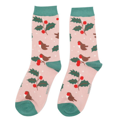 Miss Sparrow Socken Bamboo Winter Hedgerow dusky pink