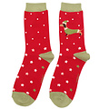Miss Sparrow Socken Bamboo Festive Sausage Dogs red
