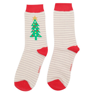 Miss Sparrow Socks Bamboo Festive Trees silver