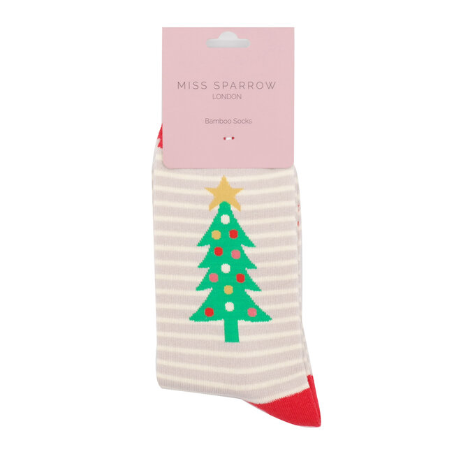 Socken Bamboo Festive Trees silver