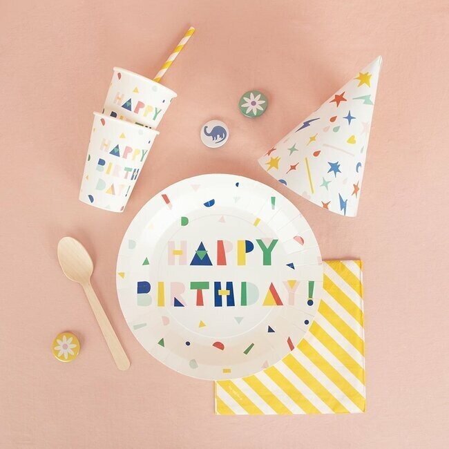 Pappbecher Set of  8 Happy Birthday