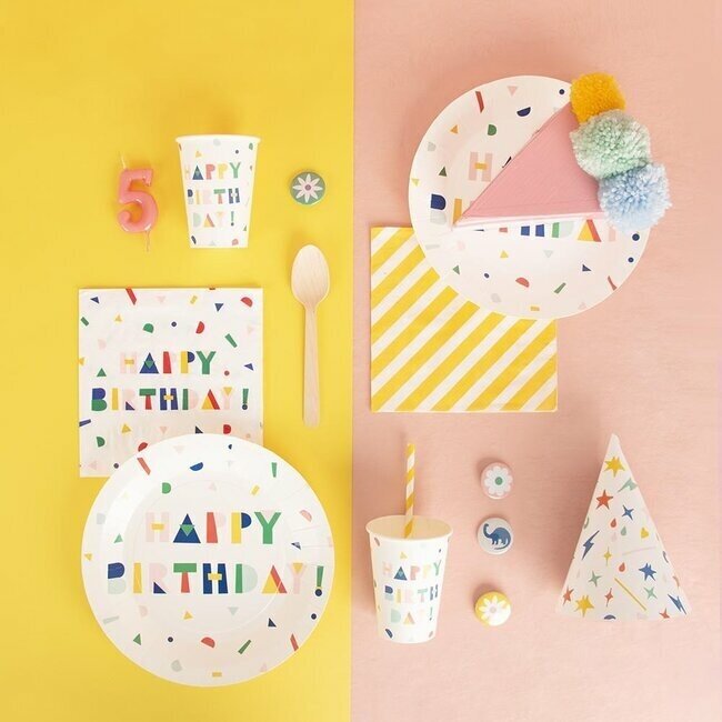 Paper Cups Set of  8 Happy Birthday