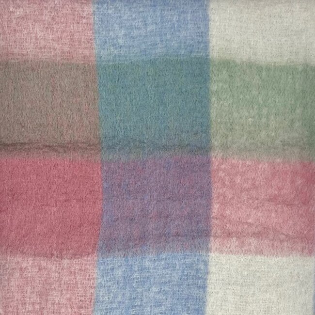 Schal Wool Mix Soft Checked with Tassel pastels