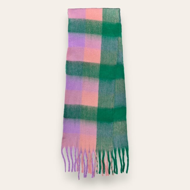 Schal Wool Mix Soft Checked with Tassel Old School