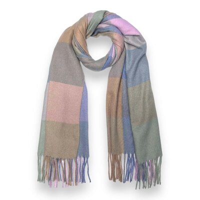 Pure & Cozy Schal Wool Mix Classic Check with Tassel pastels