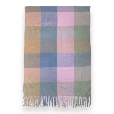 Pure & Cozy Schal Wool Mix Classic Check with Tassel pastels