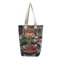 M&K Collection Canvas Tote Bag Art Japanese Ramen Cat