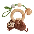Sindibaba Kinderwagen Clip / Rassel mit Monkey brown (Bio-Baumwolle) 3in1
