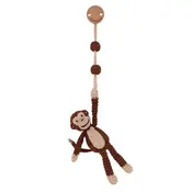 Sindibaba Kinderwagen-Clip mit Rassel Monkey brown (Bio-Baumwolle)