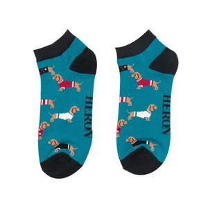 Miss Sparrow Trainer Männer-Socken Bamboo Pups in Coats teal