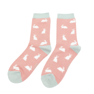 Miss Sparrow Socks Bamboo Rabbits dusky pink