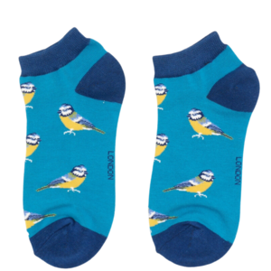 Miss Sparrow Trainer Socks Bamboo Bluetits teal