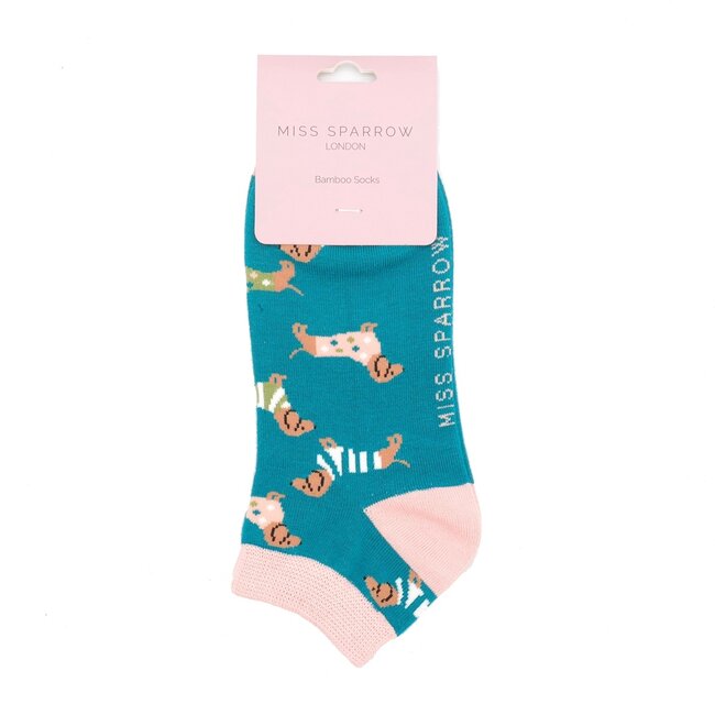 Trainer Socks Bamboo Pups in Coats teal