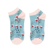 Miss Sparrow Trainer Socks Bamboo Wild Floral duck egg