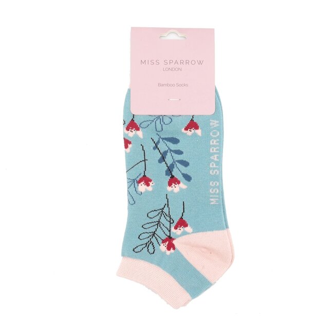 Trainer Socks Bamboo Wild Floral duck egg