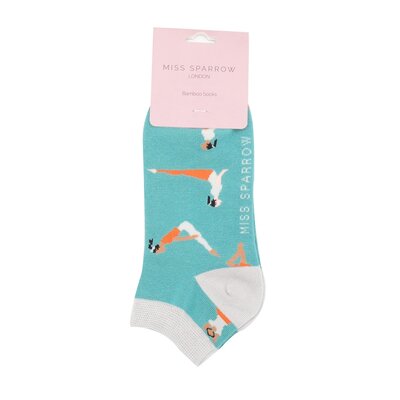 Miss Sparrow Trainer Socks Bamboo Yoga Poses duck egg