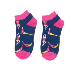 Miss Sparrow Trainer Socks Bamboo Yoga Poses navy