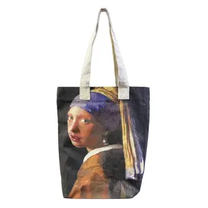 M&K Collection Canvas Tote Bag Art Vermeer Girl with Pearl Earring
