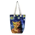 M&K Collection Canvas Tote Bag Art Starry Night Cat