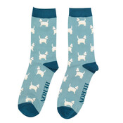 Miss Sparrow Männer-Socken Bamboo Cute Scottie Dogs duck egg