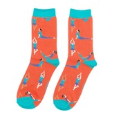 Miss Sparrow Socks Bamboo Yoga Poses burnt orange