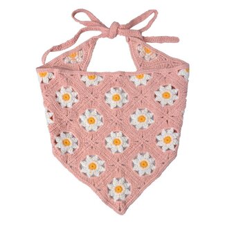 Clayre & Eef Bandana Kids Crochet Daisies pink/white