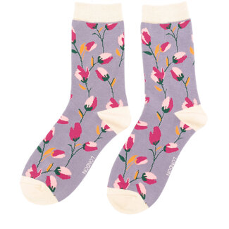 Miss Sparrow Socks Bamboo Ditsy Flowers lavender