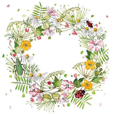 Paperproducts Design Paper Napkins Wild Flower Wreath