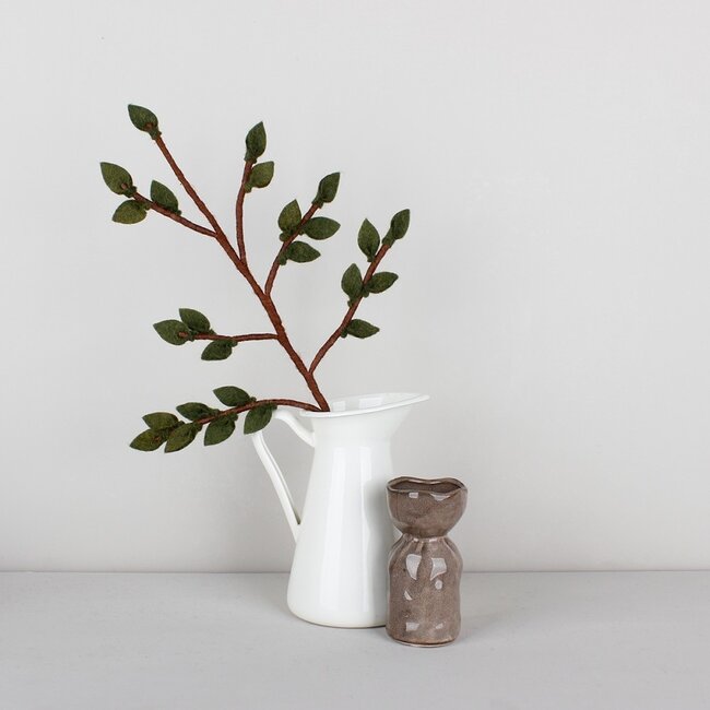 Felt Flower Tak Groene Blaadjes